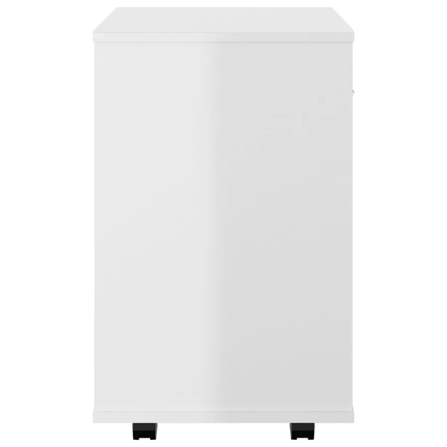 Armoire à roulettes Blanc brillant 46x36x59cm Bois d’ingénierie - 5