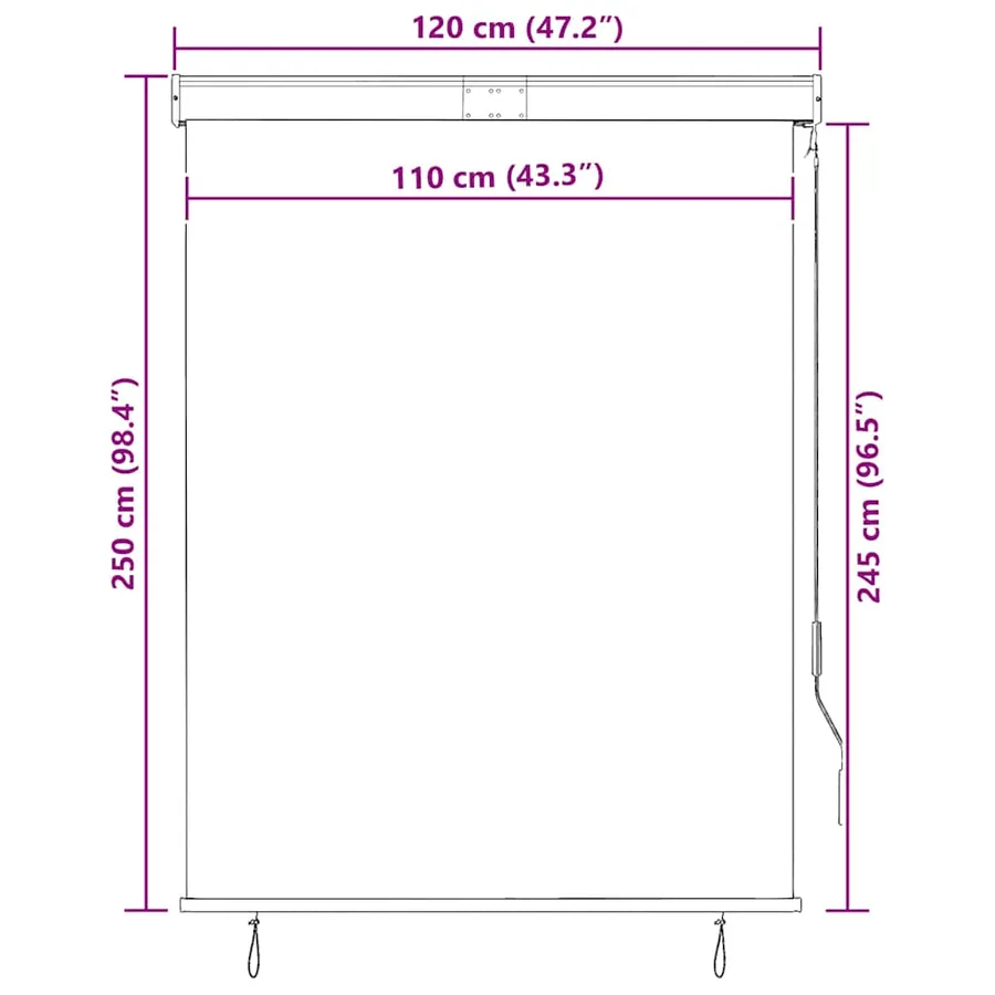 Store roulant d'extérieur 120x250 cm Blanc et orange - 10