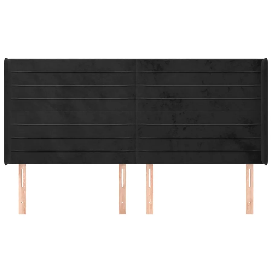 Tête de lit avec oreilles Noir 183x16x118/128 cm Velours - 3