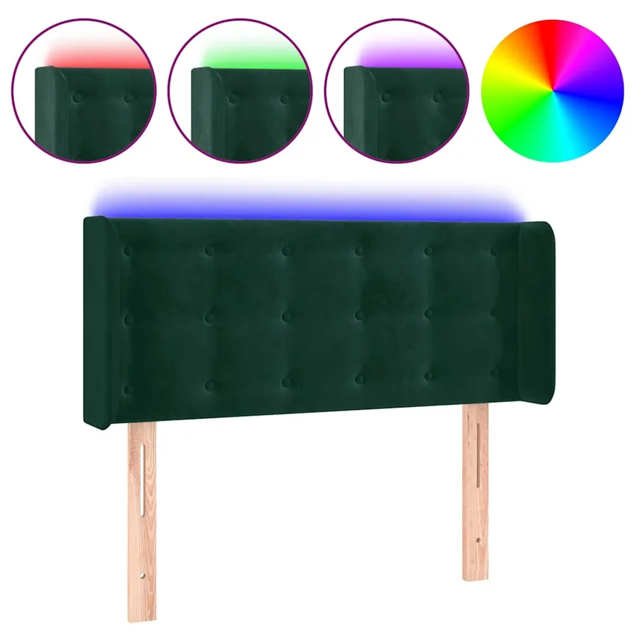 Tête de lit à LED Vert foncé 93x16x78/88 cm Velours - 2