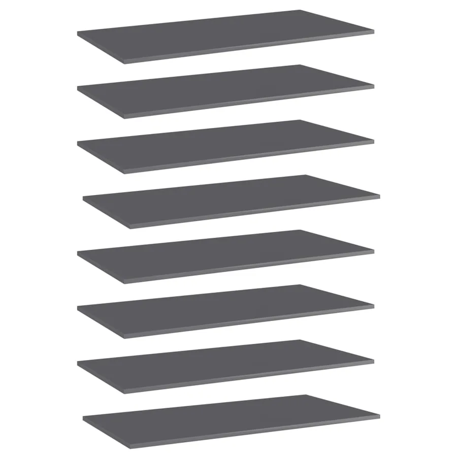 Panneaux bibliothèque 8 pcs Gris brillant 80x30x1,5cm Aggloméré