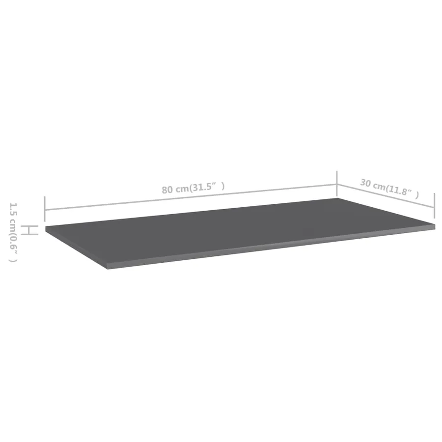 Panneaux bibliothèque 8 pcs Gris brillant 80x30x1,5cm Aggloméré - 5