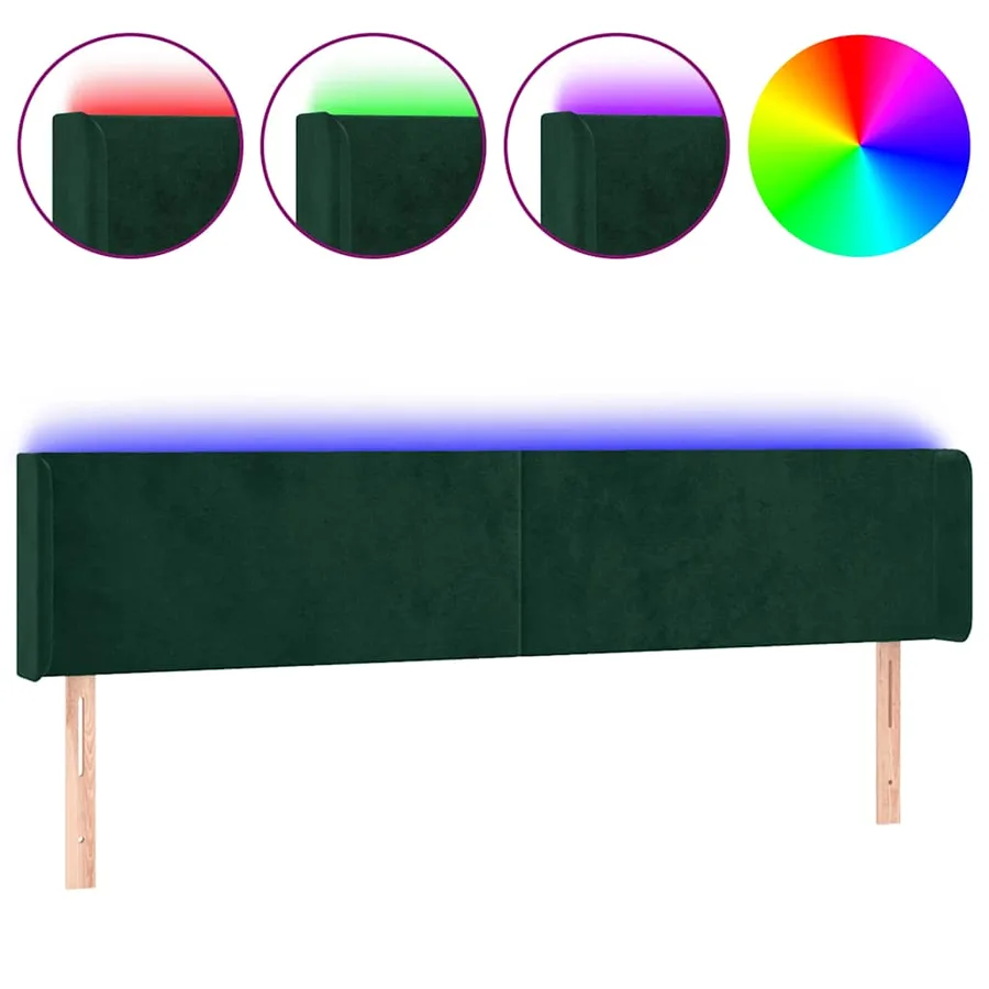 Tête de lit à LED Vert foncé 183x16x78/88 cm Velours - 2