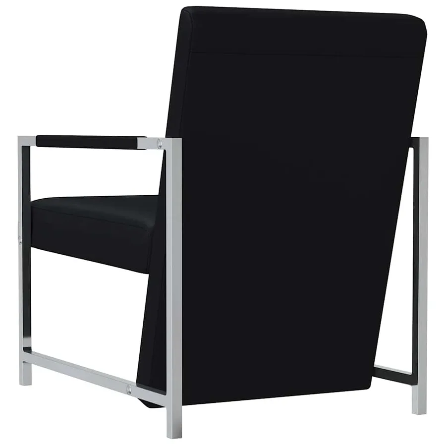 Fauteuil avec pieds chromés Noir Similicuir - 5
