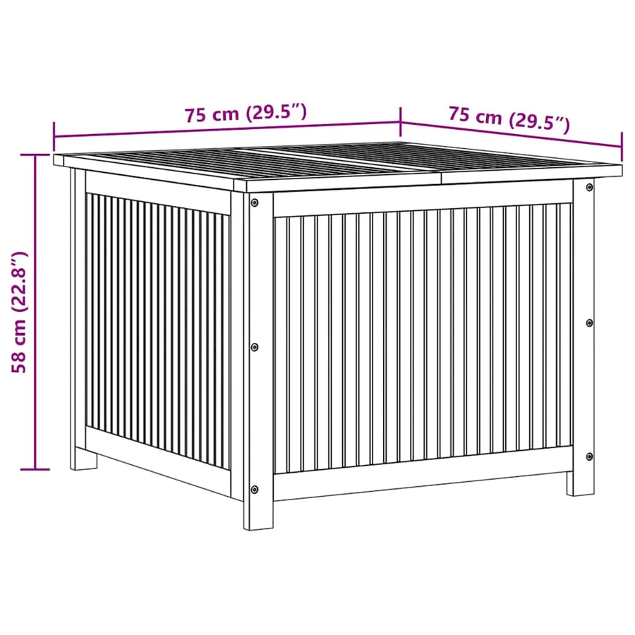 Boîte de rangement de jardin 75x75x58 cm bois massif d'acacia - 11