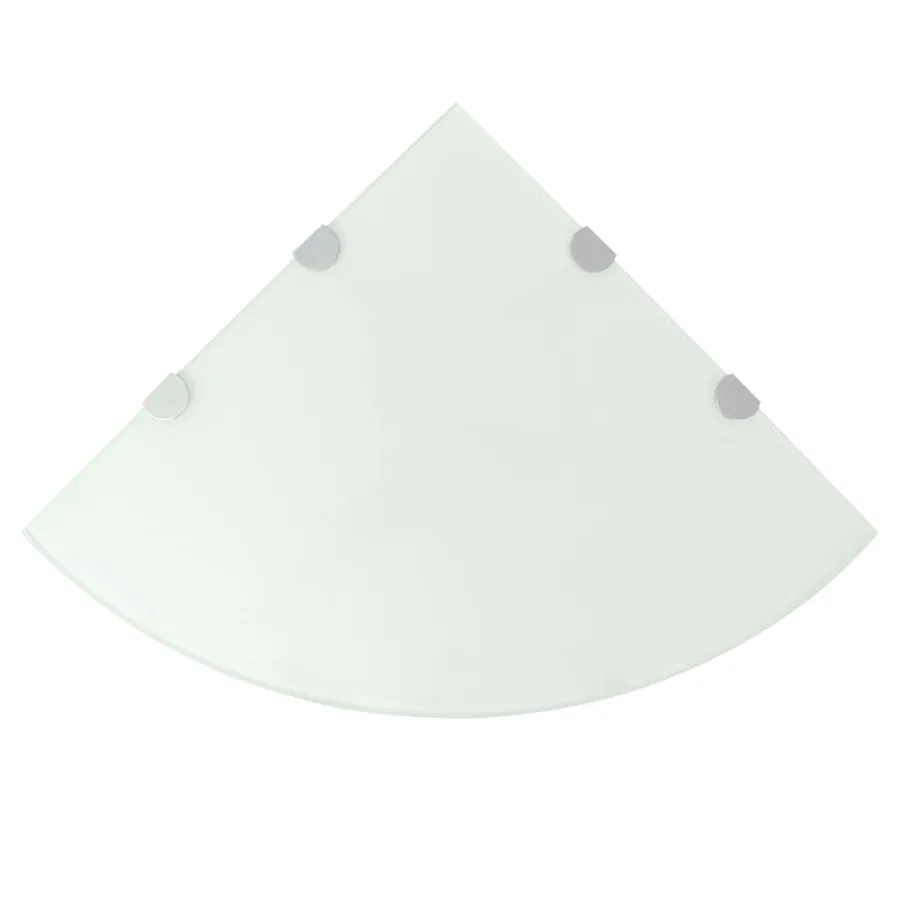 Étagère de coin avec supports chromés Verre Blanc 45 x 45 cm
