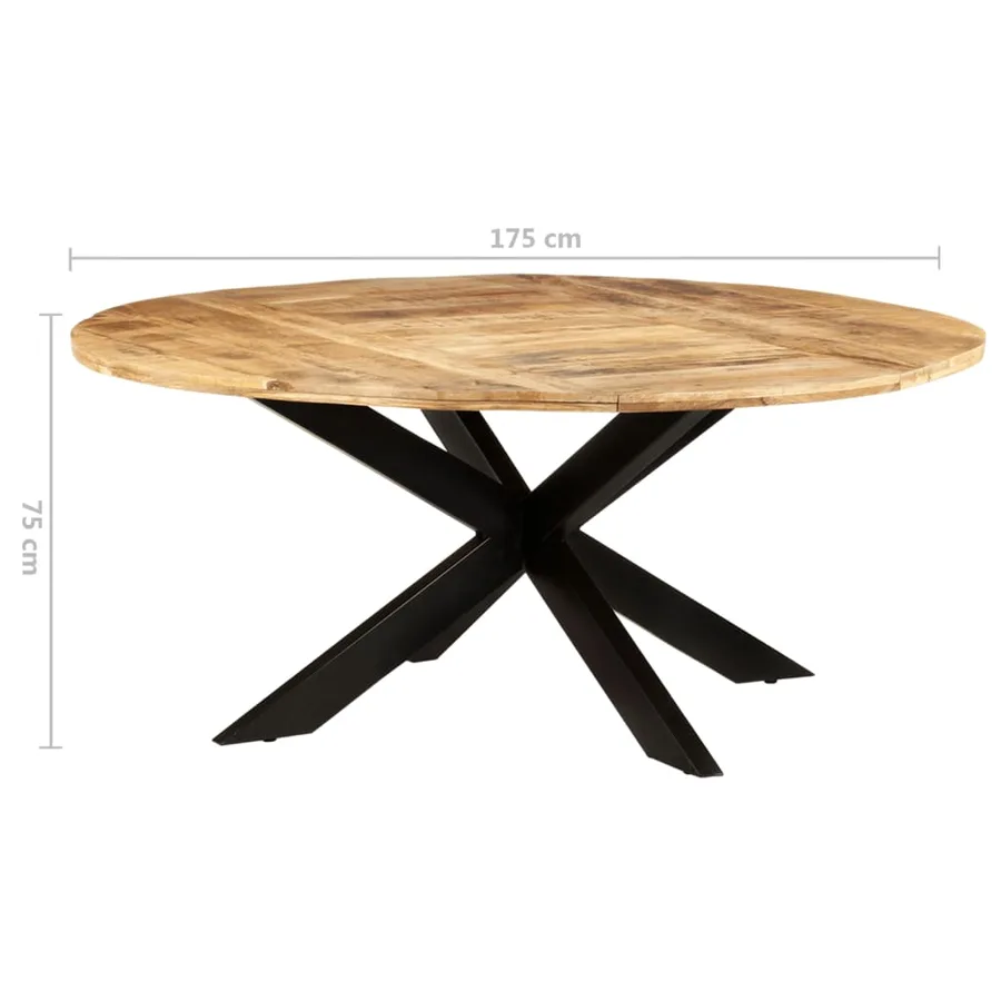 Table de salle à manger ronde 175x75 cm Bois de manguier brut - 12