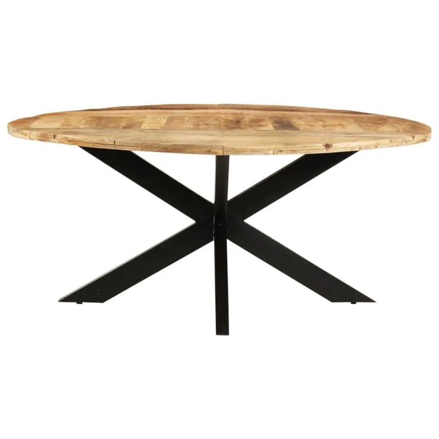 Table de salle à manger ronde 175x75 cm Bois de manguier brut - 2