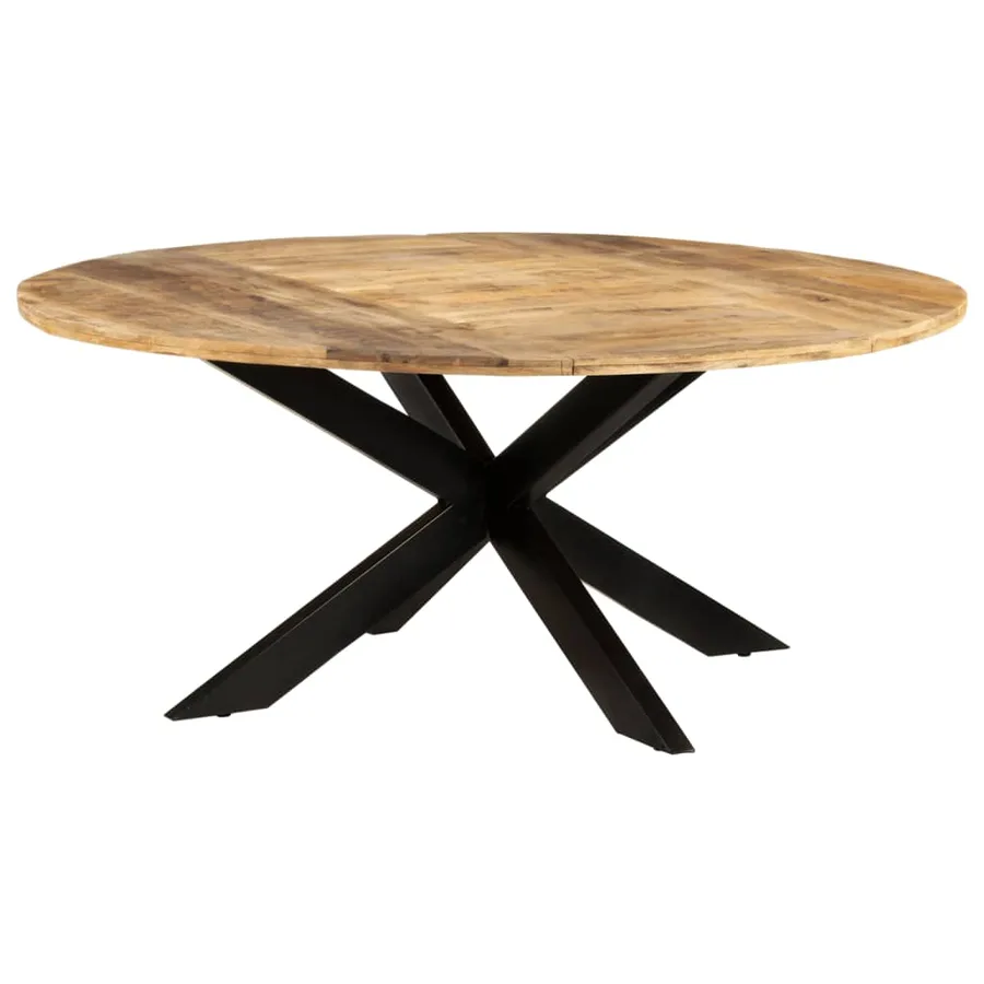 Table de salle à manger ronde 175x75 cm Bois de manguier brut - 4