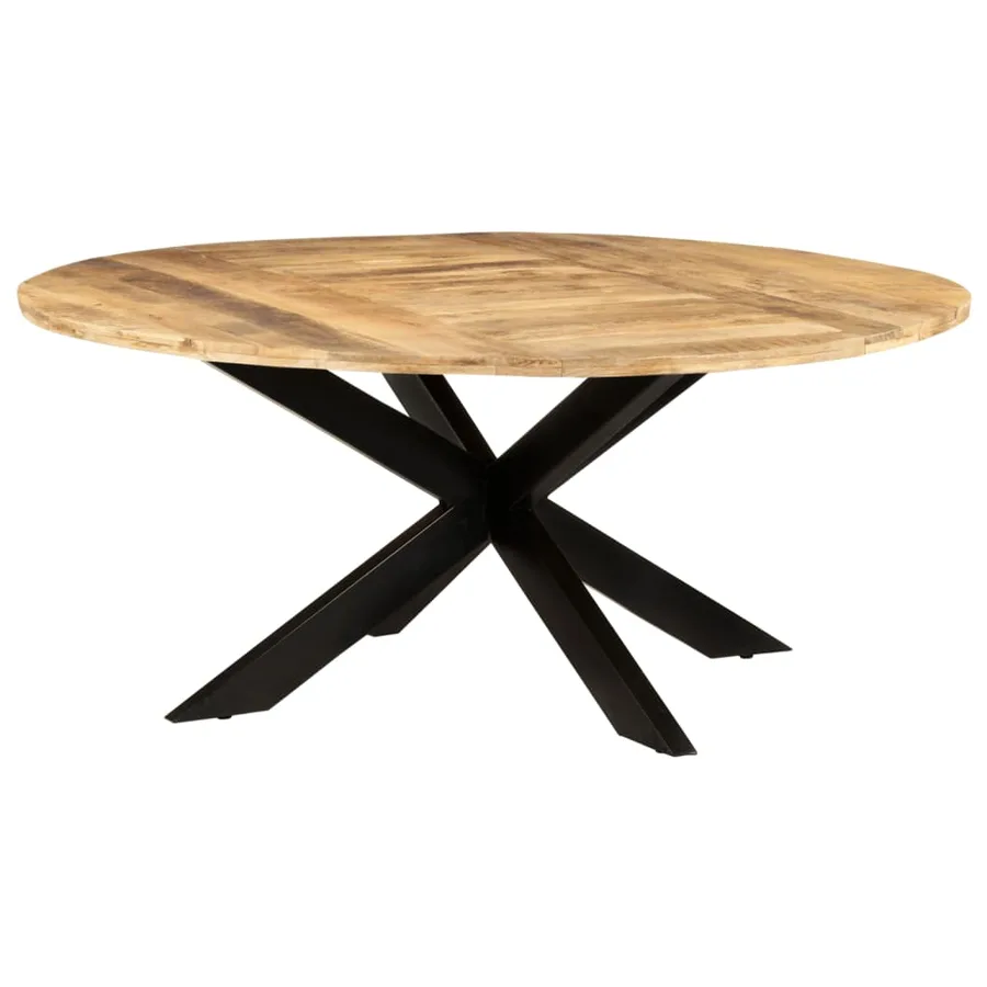 Table de salle à manger ronde 175x75 cm Bois de manguier brut - 5