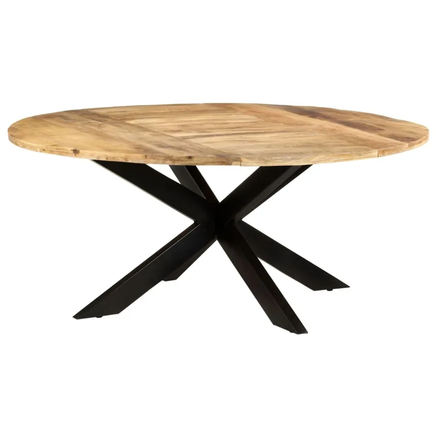 Table de salle à manger ronde 175x75 cm Bois de manguier brut - 6