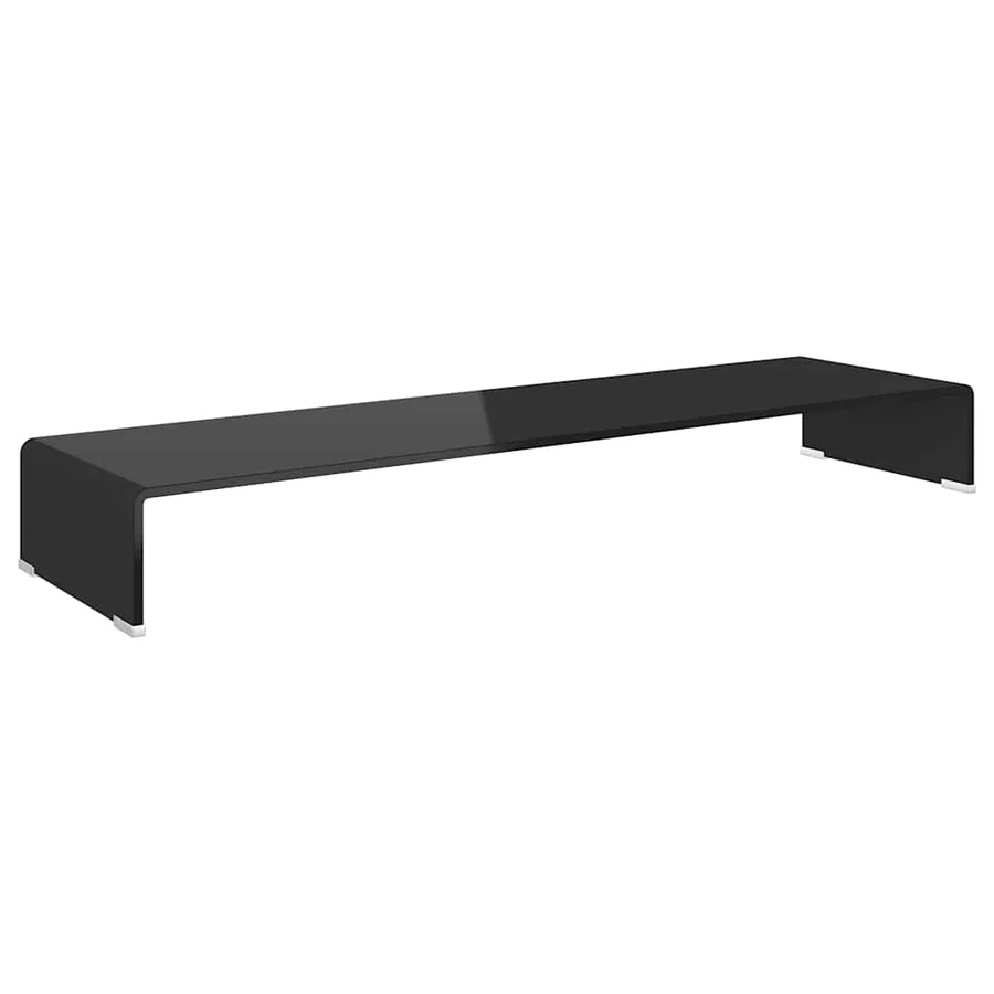 Meuble TV/support pour moniteur 110x30x13 cm verre noir - 2