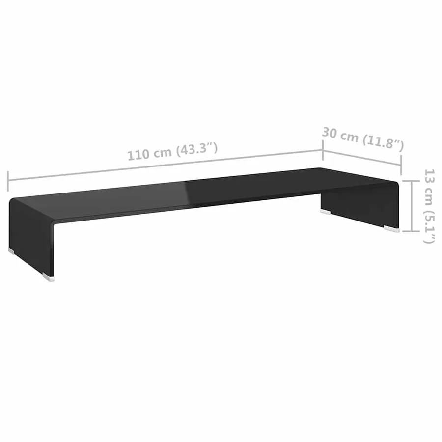 Meuble TV/support pour moniteur 110x30x13 cm verre noir - 6