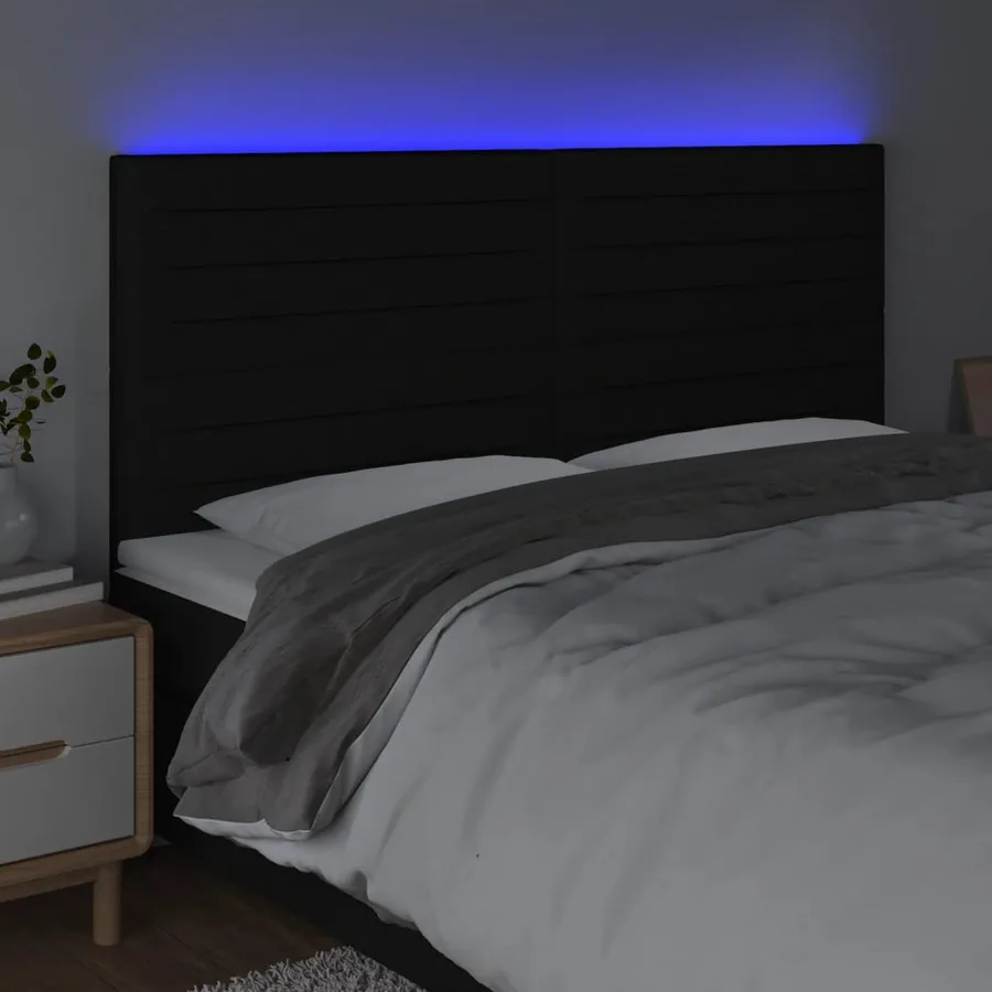 Tête de lit à LED Noir 160x5x118/128 cm Tissu - 3