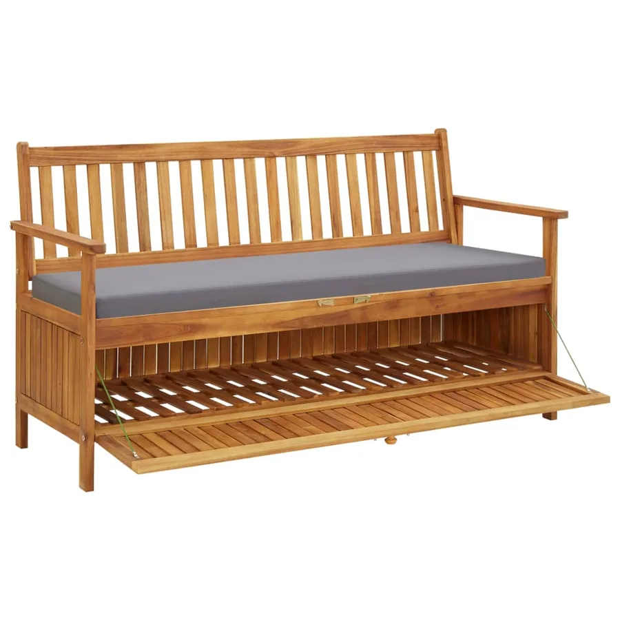 Banc de rangement de jardin avec coussin 148 cm Bois d'acacia - 5