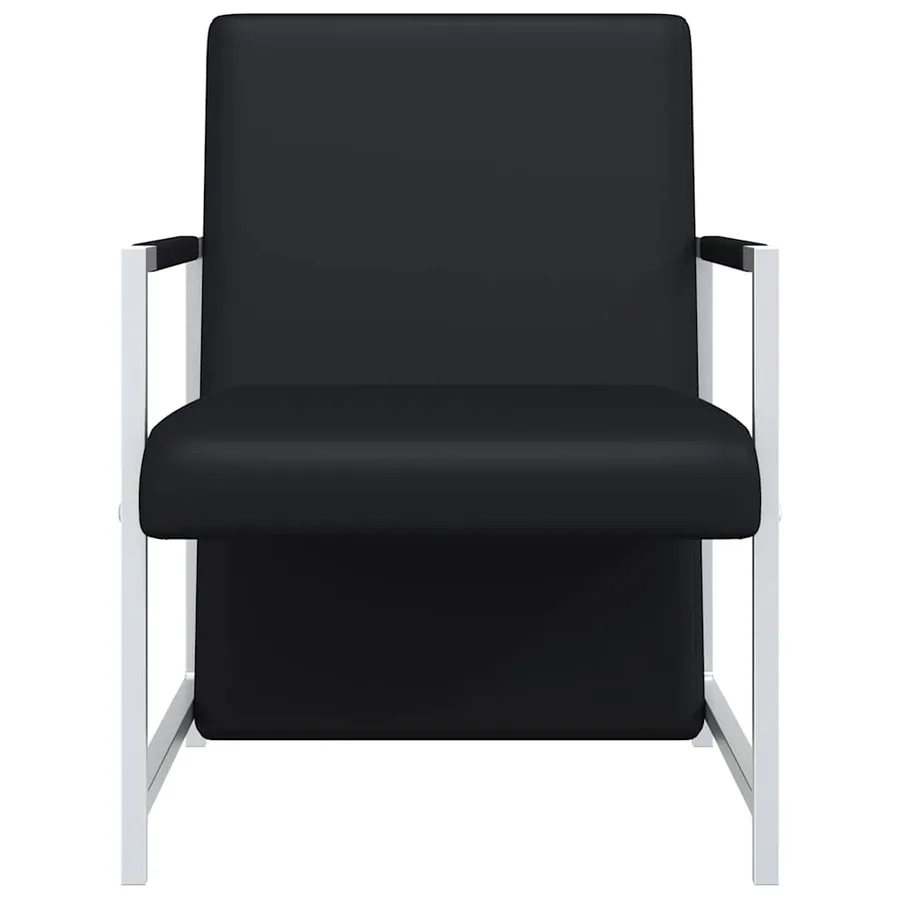 Fauteuils lot de 2 avec cadre chromé noir similicuir - 4