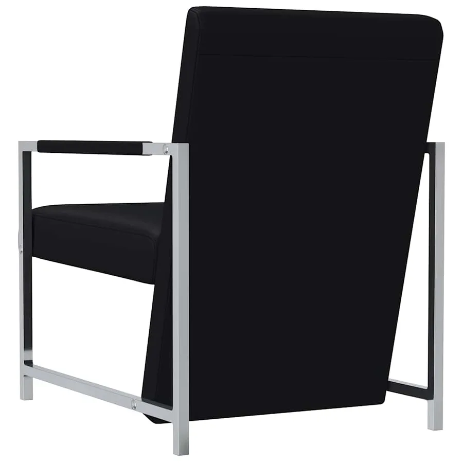 Fauteuils lot de 2 avec cadre chromé noir similicuir - 6