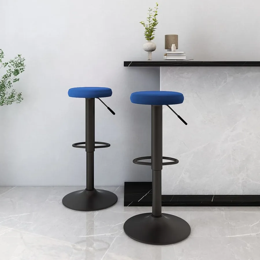Tabourets de bar lot de 2 bleu velours