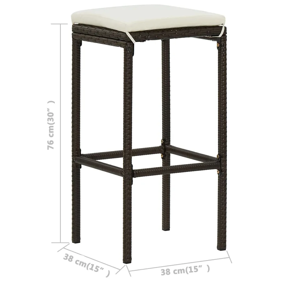 Ensemble de bar de jardin 3pcs coussins Résine tressée Marron - 12