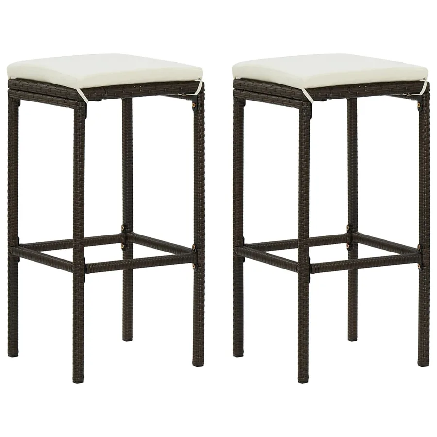 Ensemble de bar de jardin 3pcs coussins Résine tressée Marron - 7