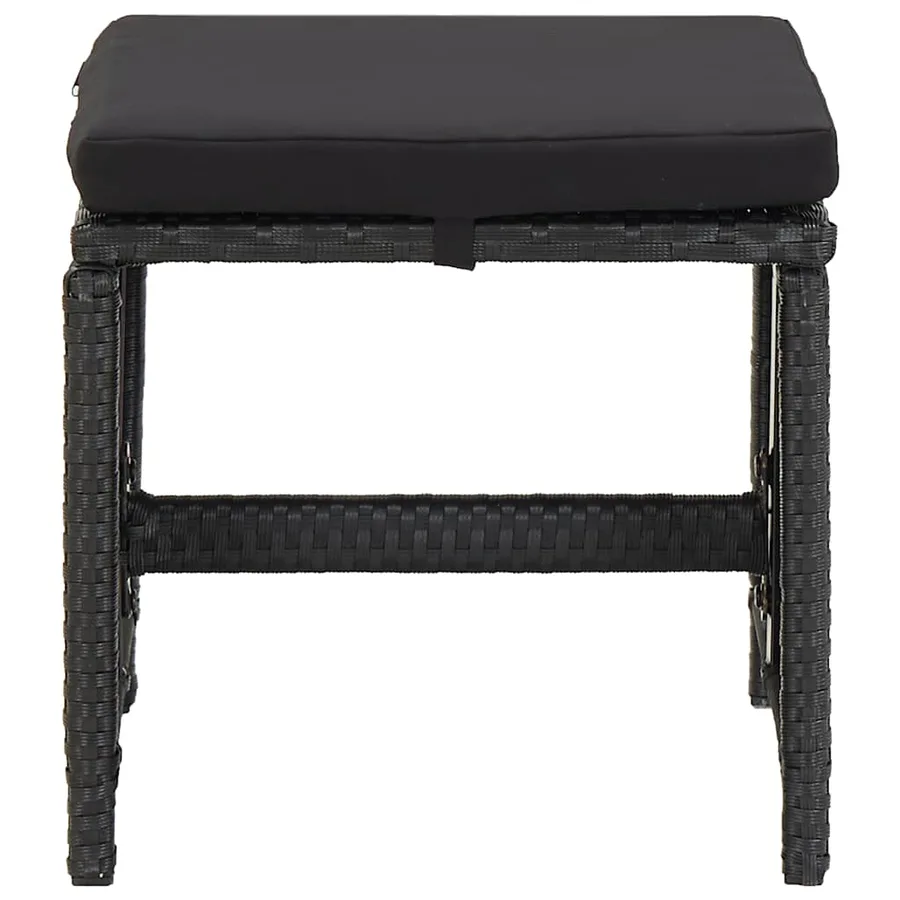Tabourets de jardin avec coussins lot de 2 Résine tressée Noir - 4