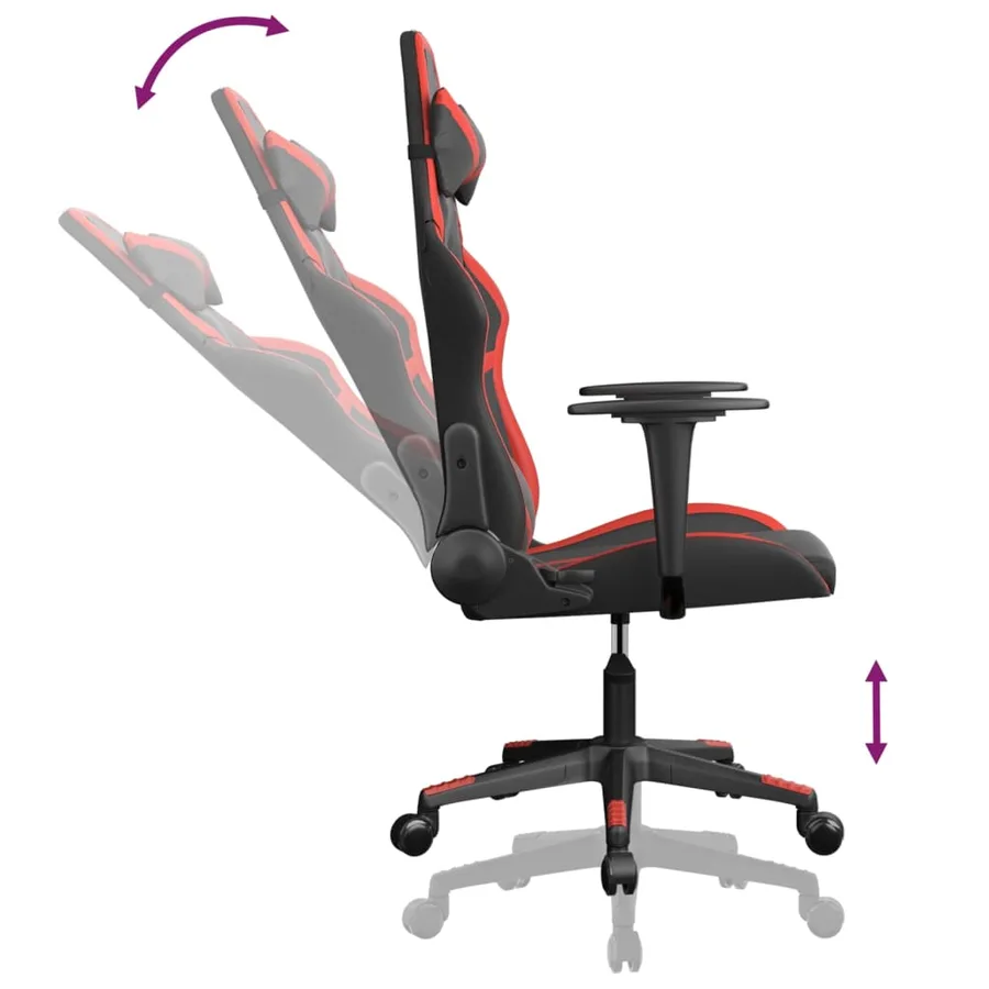 Chaise de jeu Noir et rouge Similicuir - 6