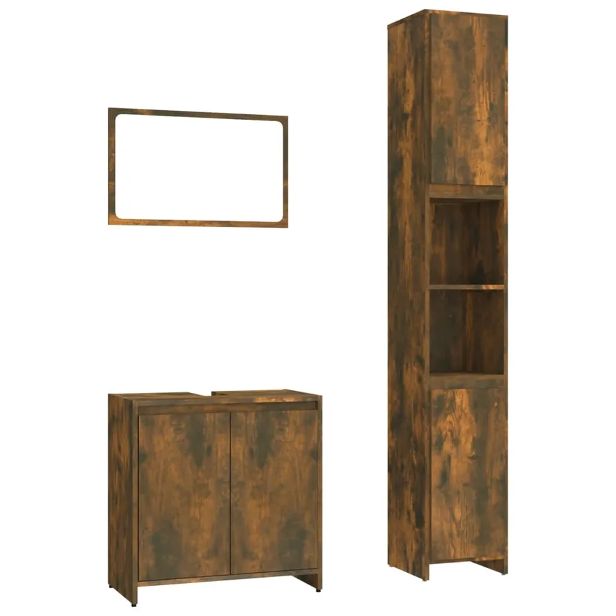 Ensemble de meubles de salle de bain 3 pcs Chêne fumé - 2