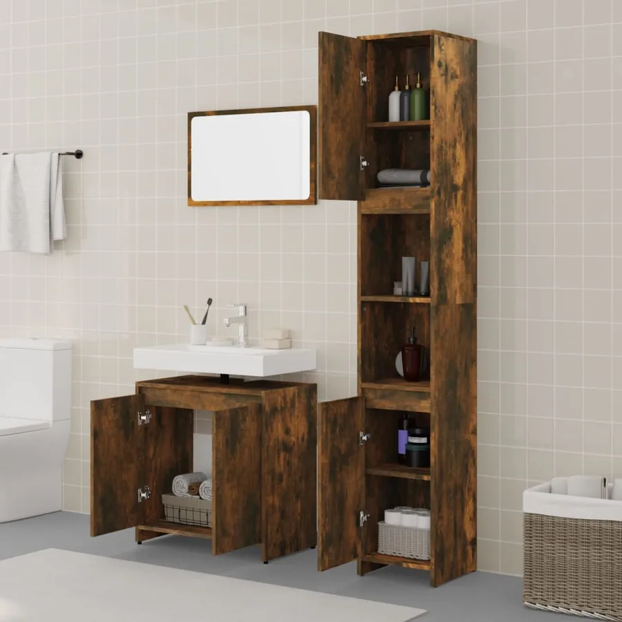 Ensemble de meubles de salle de bain 3 pcs Chêne fumé - 3