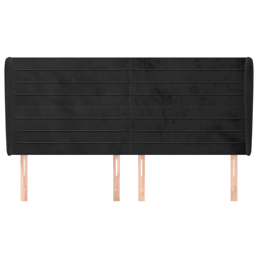 Tête de lit avec oreilles Noir 203x23x118/128 cm Velours - 3