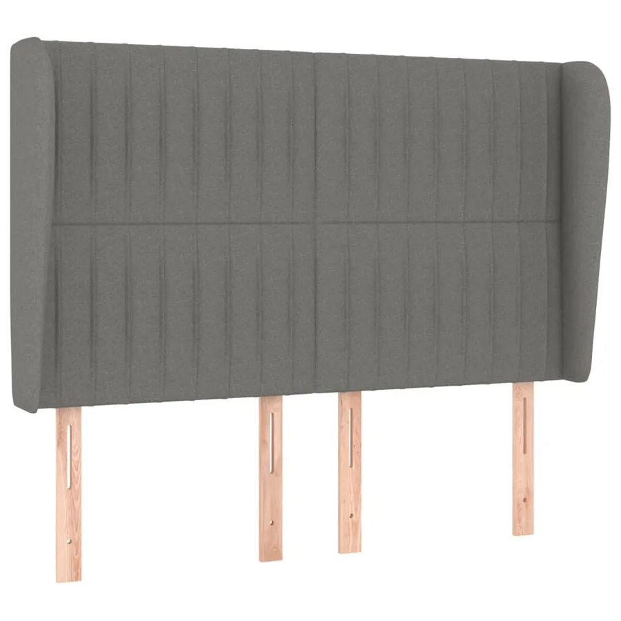 Tête de lit avec oreilles Gris foncé 147x23x118/128 cm Tissu - 2