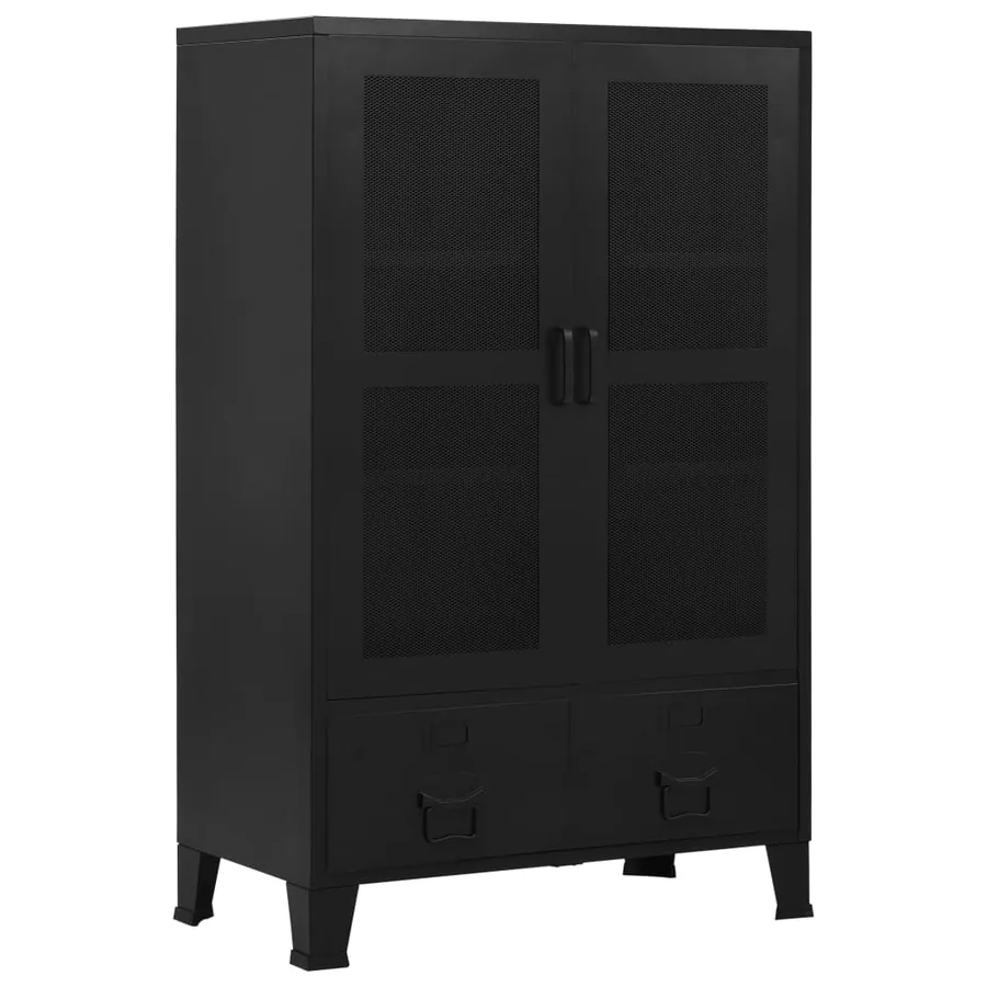 Armoire de bureau avec portes en maille Acier 75x40x120 cm Noir