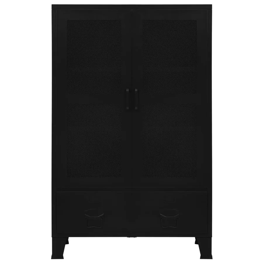 Armoire de bureau avec portes en maille Acier 75x40x120 cm Noir - 4