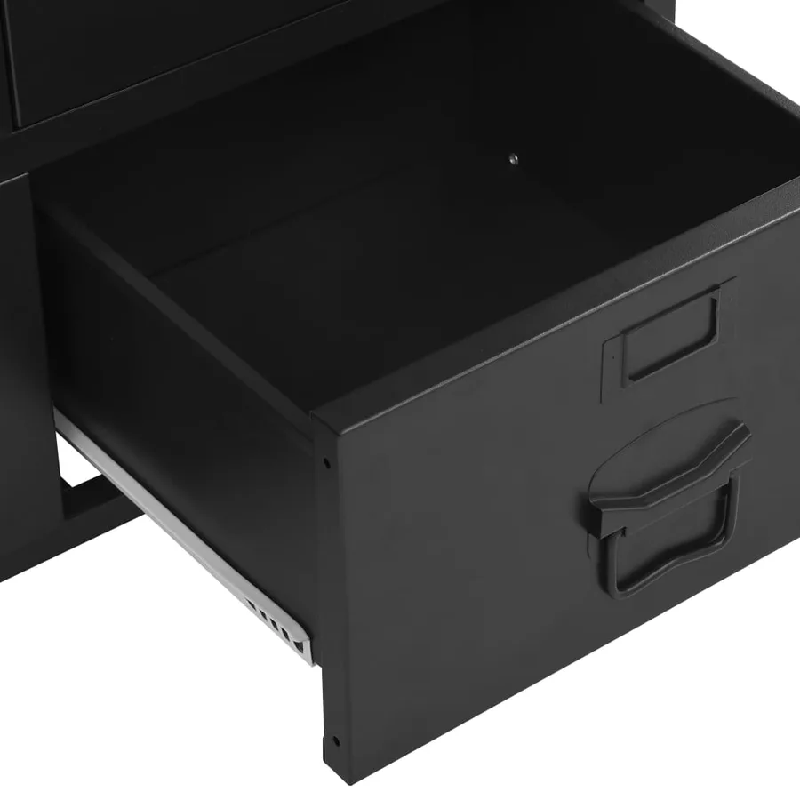Armoire de bureau avec portes en maille Acier 75x40x120 cm Noir - 6