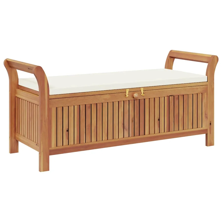 Banc de rangement de jardin avec coussin 126 cm Bois d'acacia - 2