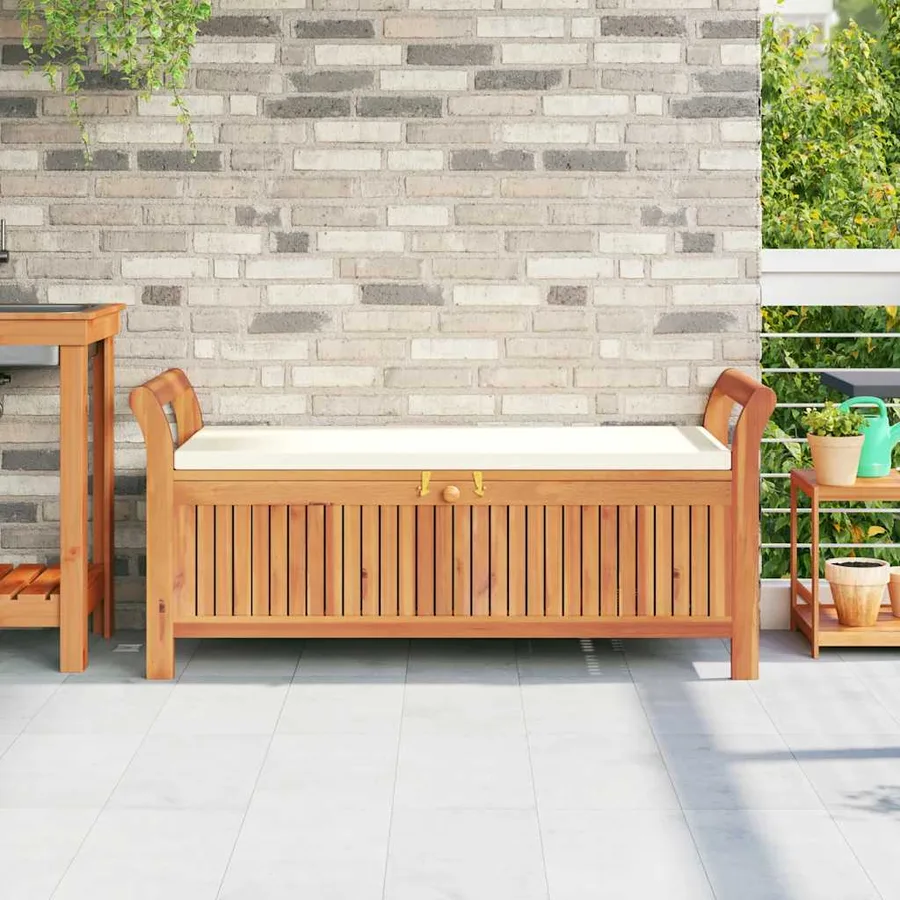 Banc de rangement de jardin avec coussin 126 cm Bois d'acacia - 3