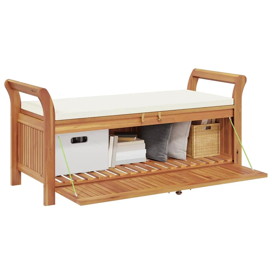 Banc de rangement de jardin avec coussin 126 cm Bois d'acacia - 4