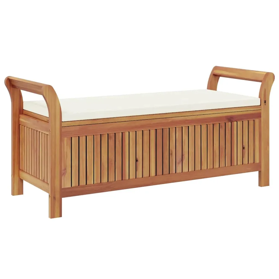 Banc de rangement de jardin avec coussin 126 cm Bois d'acacia - 8
