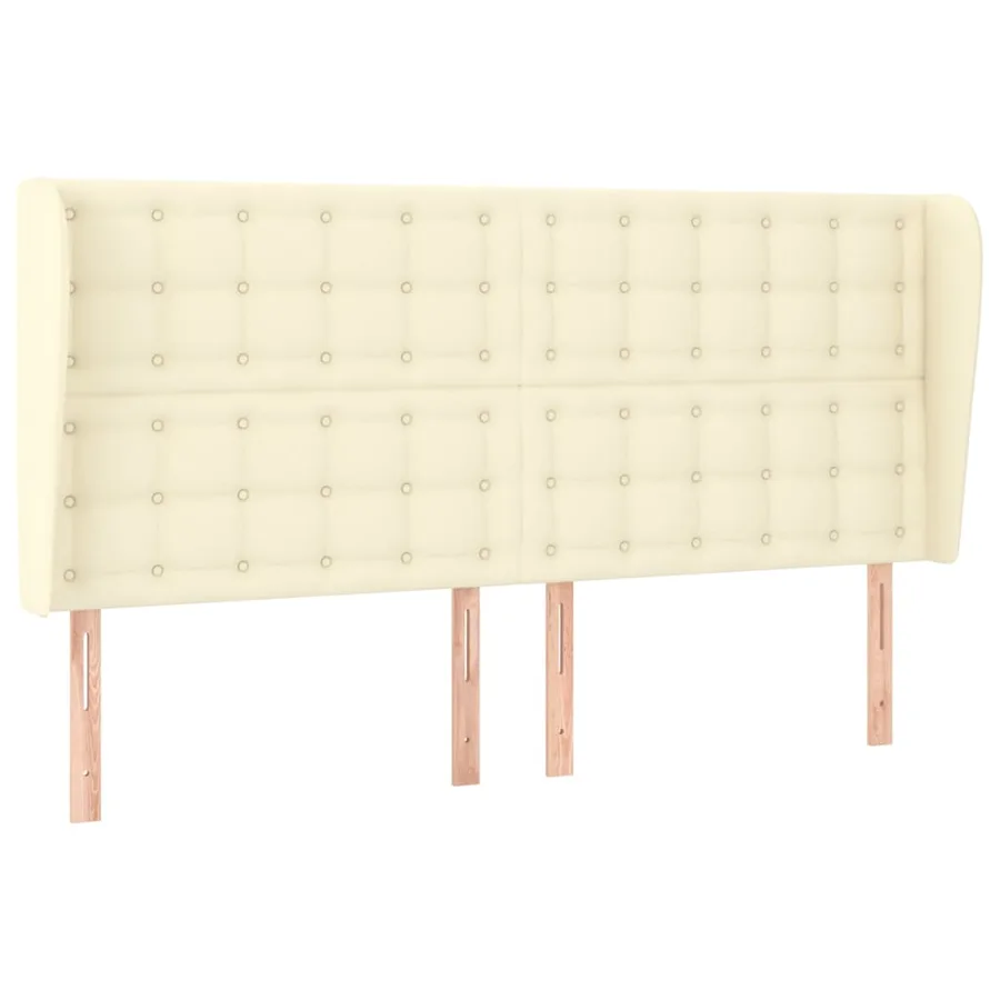 Tête de lit avec oreilles Crème 163x23x118/128 cm Similicuir - 2