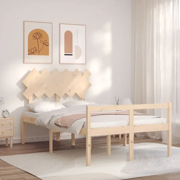 Lit pour personne âgée et tête de lit petit double bois massif