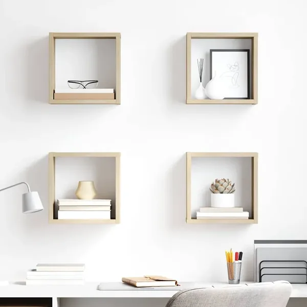 Étagères cube murales 4 pcs Chêne sonoma 26x15x26 cm