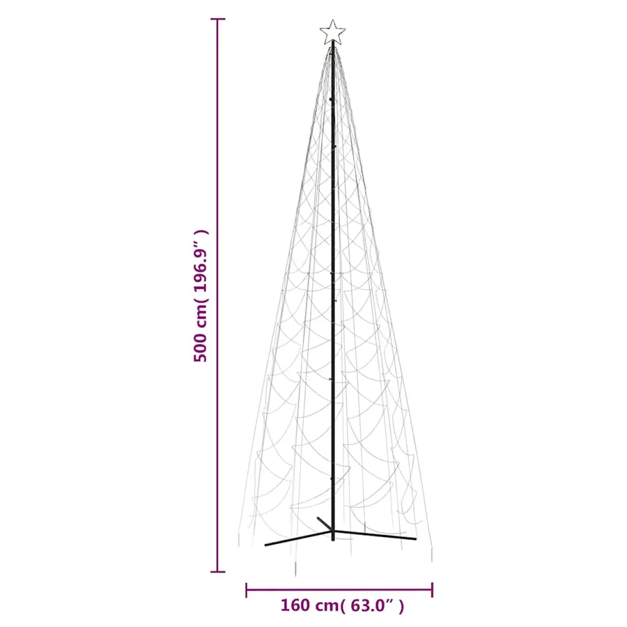 Arbre de Noël cône 1400 LED blanc chaud 160x500 cm - 9