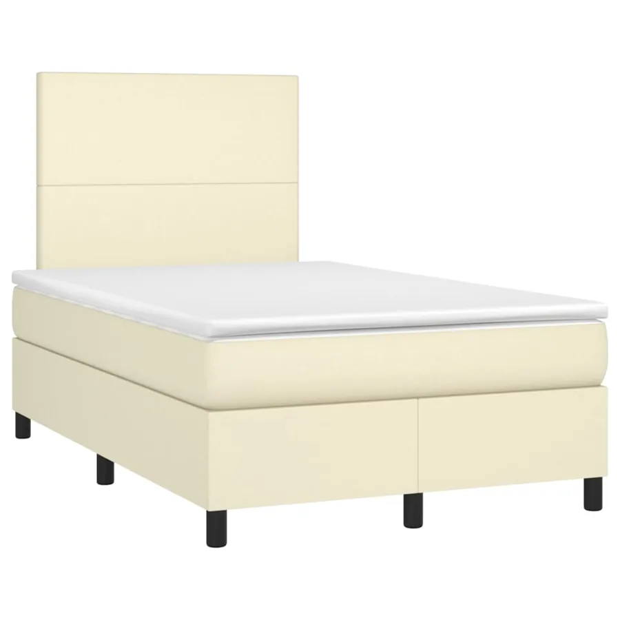 Sommier à lattes de lit avec matelas et LED Crème 120x200 cm - 3