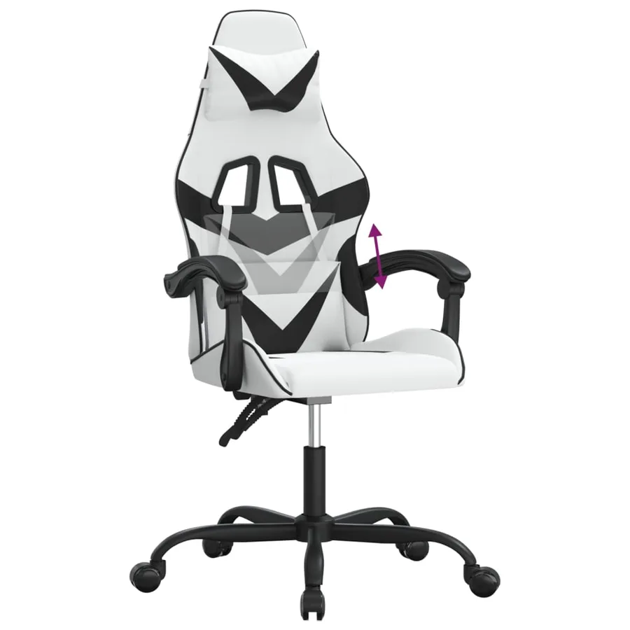 Chaise de jeu Blanc et noir Similicuir - 7