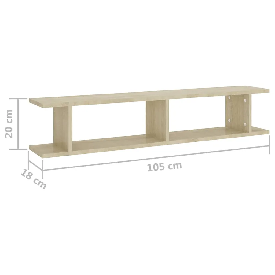 Étagères murales 2 pcs Chêne sonoma 105x18x20cm bois ingénierie - 7
