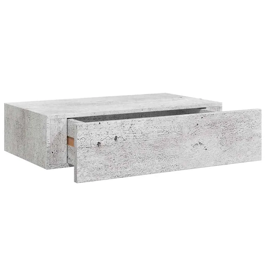 Étagère à tiroir murale Gris béton 40x23,5x10 cm MDF - 2