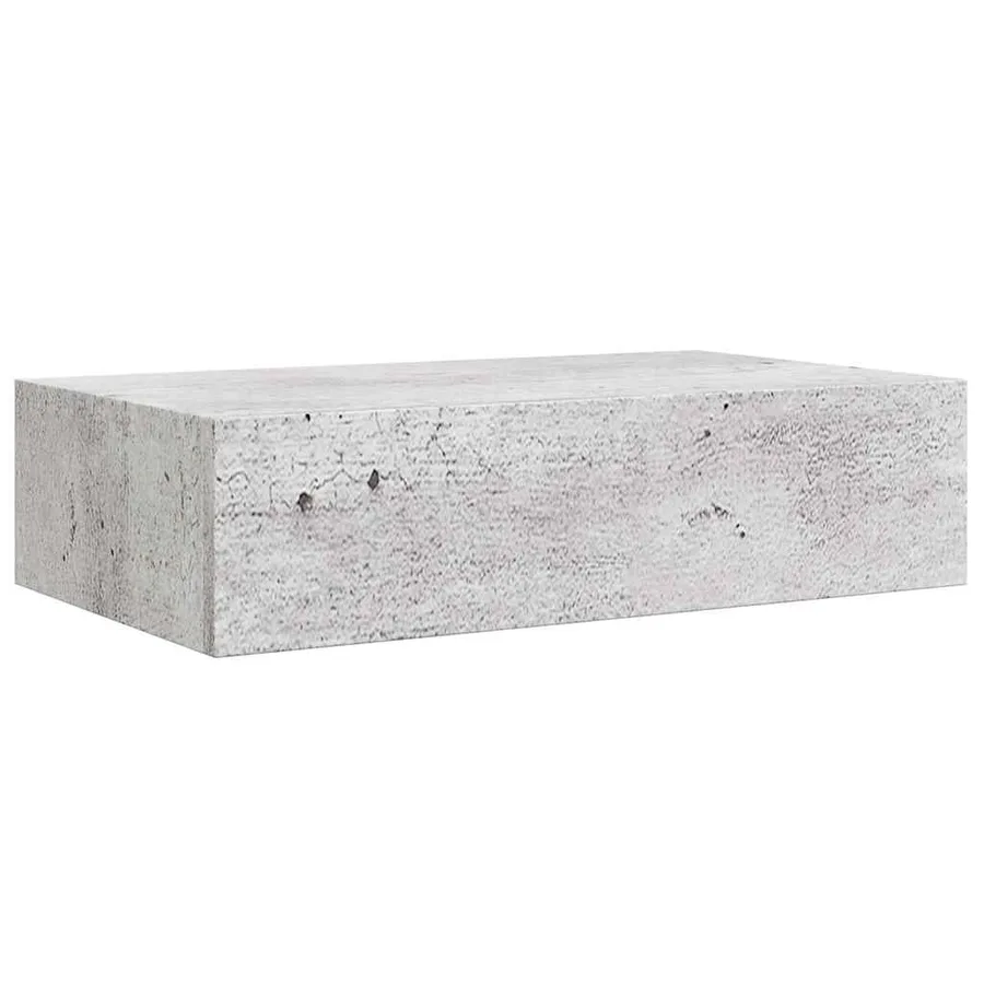 Étagère à tiroir murale Gris béton 40x23,5x10 cm MDF - 5