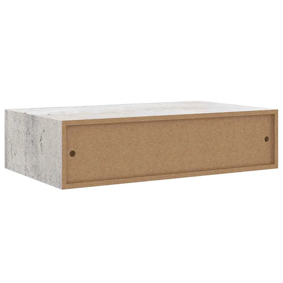 Étagère à tiroir murale Gris béton 40x23,5x10 cm MDF - 8