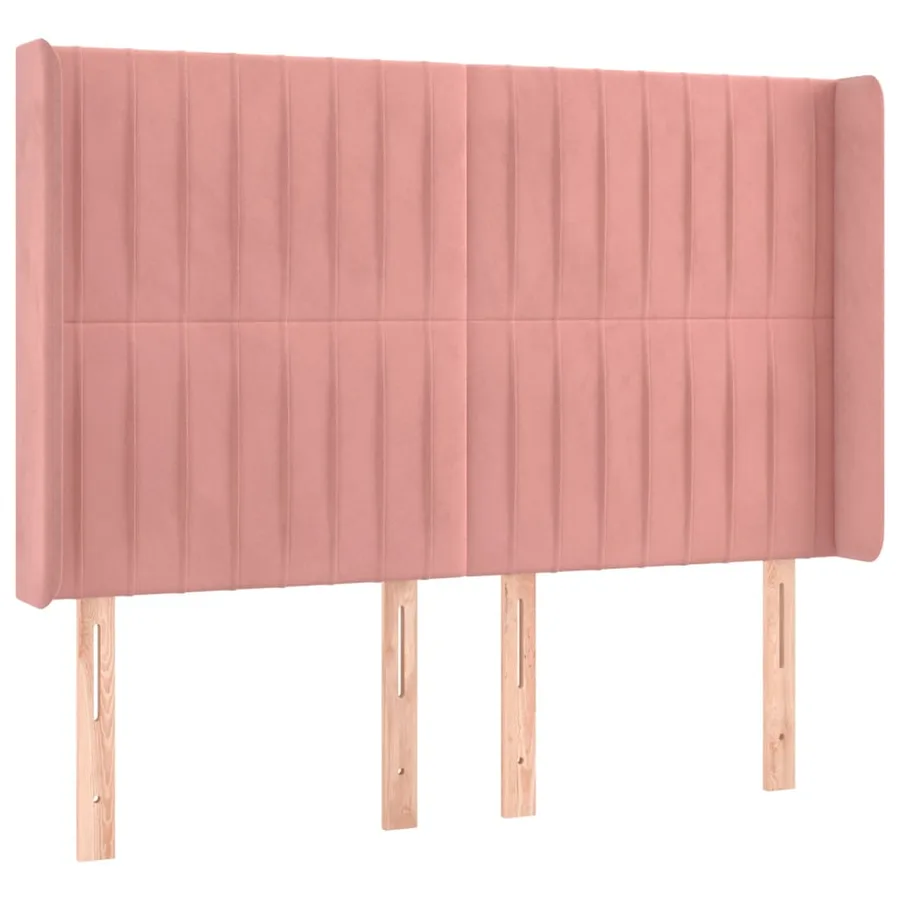 Tête de lit avec oreilles Rose 147x16x118/128 cm Velours - 2