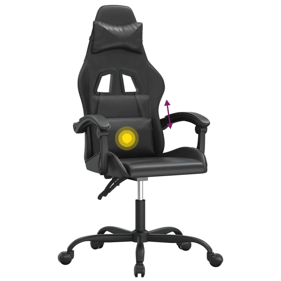 Chaise de jeu pivotante Noir Similicuir - 11