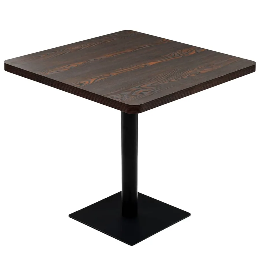 Table de bistro MDF et acier Carré 80 x 80 x 75 cm Frêne foncé - 2
